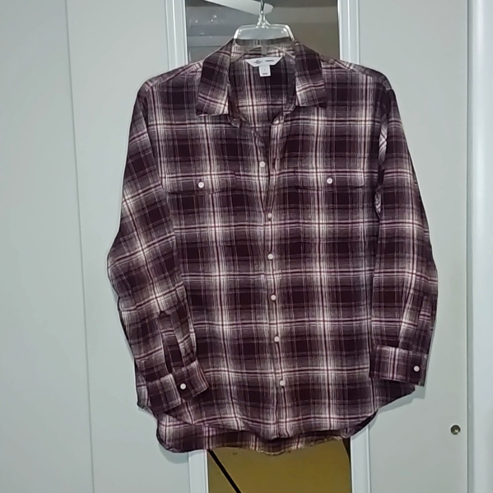 Burgundy Plaid Flannel Shirt